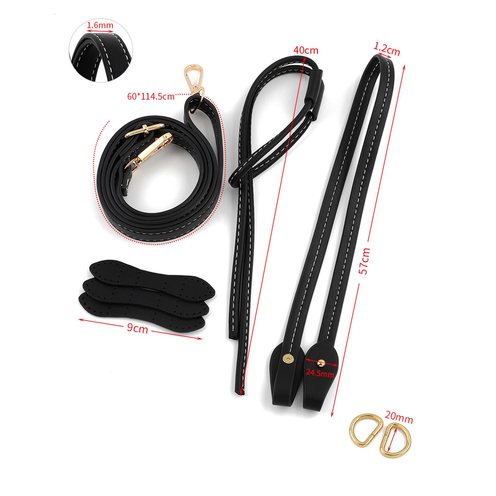 D Ring Strap - 手編みのクロシェ編みバッグ用ハンドルキット。PUレザー製のショルダーストラップとDリング付きバックル、そしてDIY用の紐が付属。