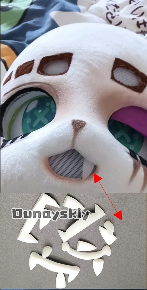 毛皮のような 3D 印刷けもの着ぐるみ偽の歯コスプレ衣装アク - Cosplay Prop 3D Print Settings のレビューと価格