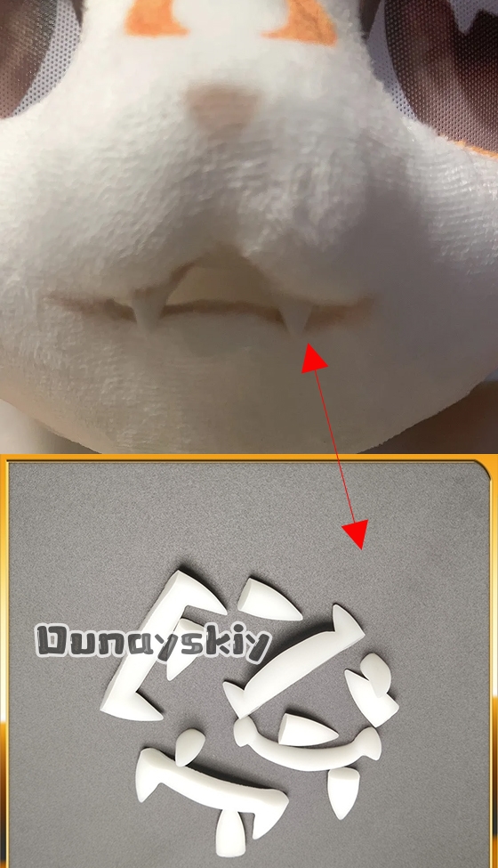 毛皮のような 3D 印刷けもの着ぐるみ偽の歯コスプレ衣装アク - Cosplay Prop 3D Print Settings のレビューと価格